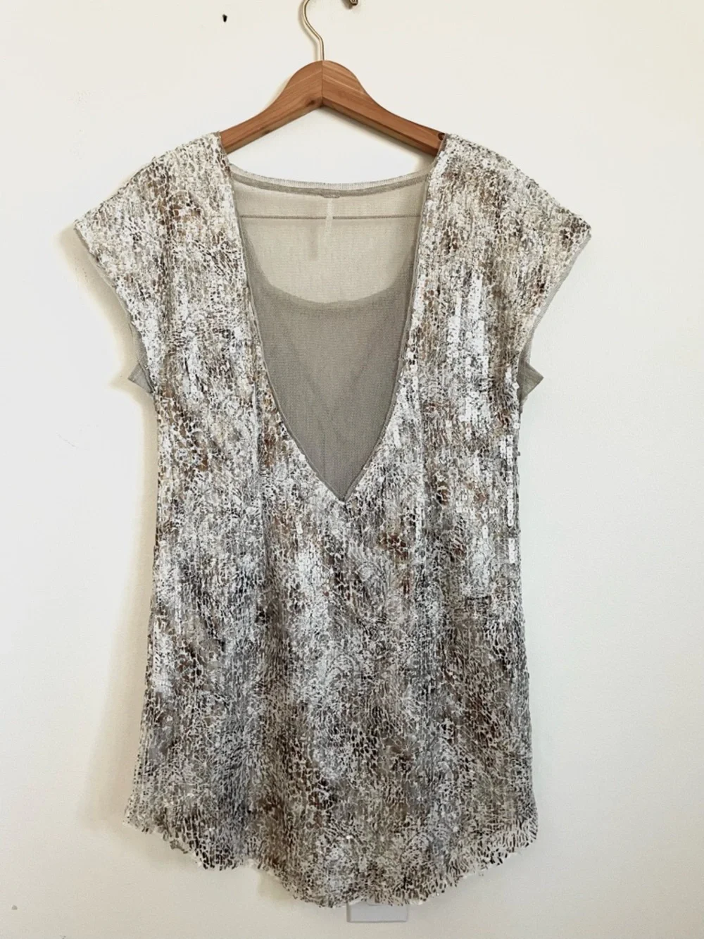 Free People Midnight Dreamer Shattered Glass Mini Dress Ivory Combo XS EUC